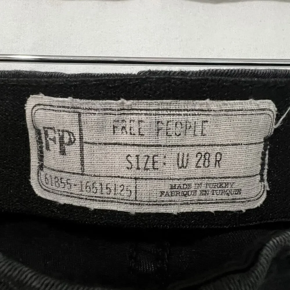 Free People Jeans 28 Penny Pull On Flare Black Bell Bottoms Elastic Waist Boho